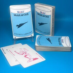 Very Rare 1970's Mobil Jet Oil II Poker Playing Card Deck Complete w/ Jokers